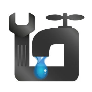 Water tap and spanner Stock Illustration