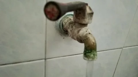 Water tap in the bathroom Stock Footage 163704693