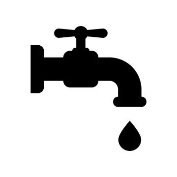 Water tap black vector icon on white background Stock Illustration