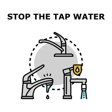 Water tap conservation concept avoiding waste and pollution Stock Illustration