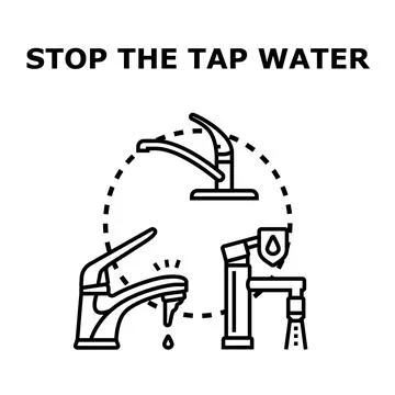 Water tap conservation concept avoiding waste and pollution Stock Illustration