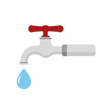 Water tap with drop flat vector Stock Illustration