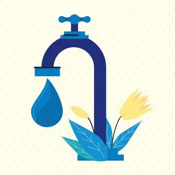 Water tap with drop Stock Illustration