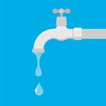 Water tap with drop isolated on background. Vector illustration. Stock Illustration