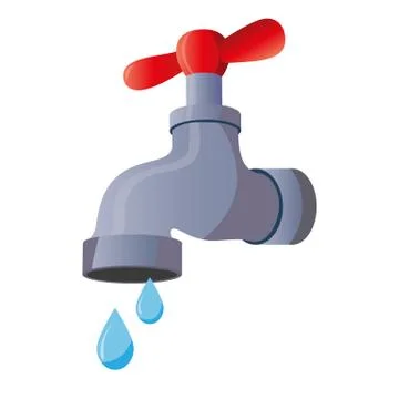 Water tap with falling drop. Isolated on white background. Stock Illustration