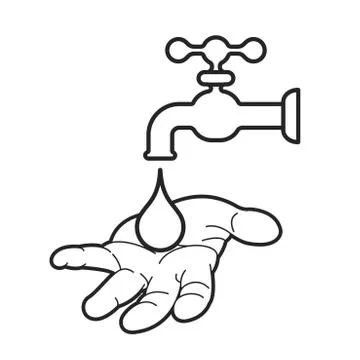 Water tap &amp; hand Stock Illustration