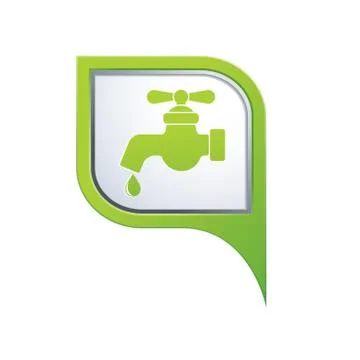 Water tap icon on green map pointer Stock Illustration