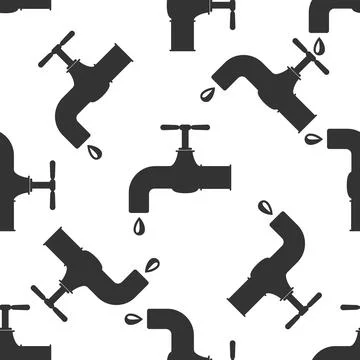 Water tap icon seamless pattern on white background. Vector Illustration Illustrazione stock