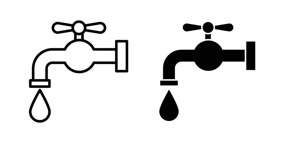 Water tap icon set. Vector EPS 10 Stock Illustration