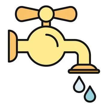 Water tap leaking drops symbolizing conservation efforts Stock Illustration