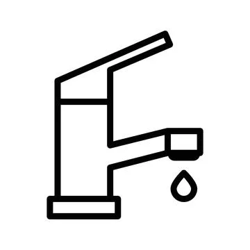 Water tap linear logo mark in black and white Stock Illustration