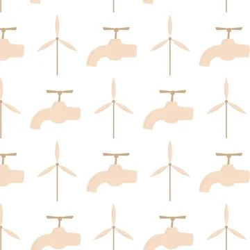 Water tap saving wind power plant eco Stock Illustration