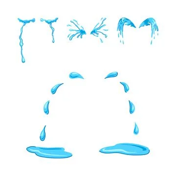 Water tears drips and splashes animation effects Illustrazione stock
