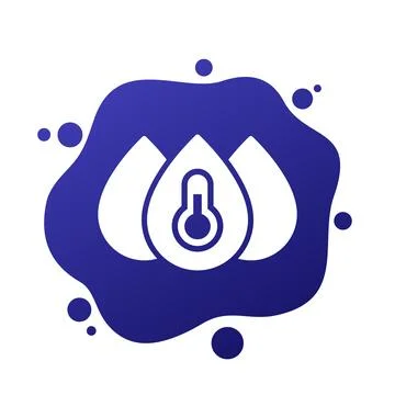 Water temperature icon with thermometer, vector Stock Illustration