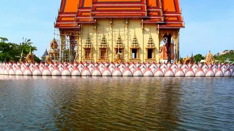 Water temple with reflection at Koh Samui, Thailand. Video Stock Footage 39832579