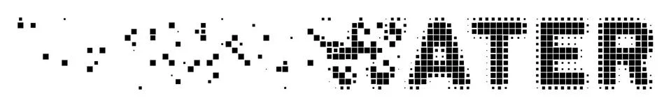 Water Text Dissolving Pixel Icon Stock Illustration
