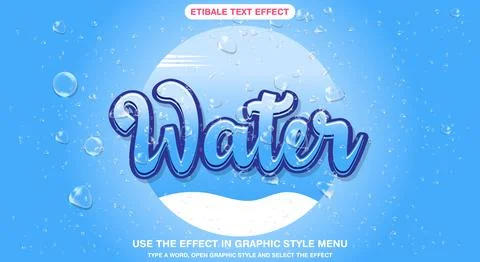 Water text effect editable blue and liquid text Stock Illustration