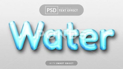 Water text effect editable PSD Template