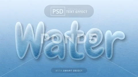Water text effect editable PSD Template