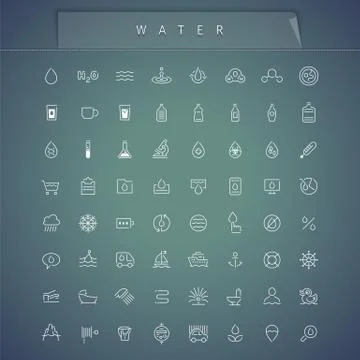 Water Thin Icons Set Stock Illustration
