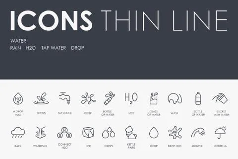 WATER Thin Line Icons Stock Illustration