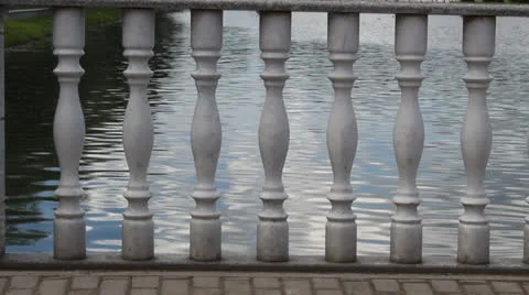 Water through a series of columns Stock Footage 25006682
