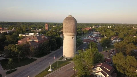The Water Tower and Eastern Michigan University in Ypsilanti, Michigan Stock Footage 99062449