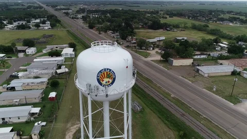Water Tower and La Feria Texas USA Drone Aerial Footage Stock Footage 129200331