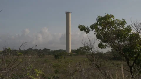 A water tower on the Ariane 5 space rocket launch pad Stock Footage 104203043