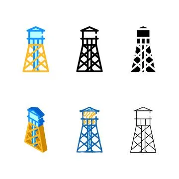 Water tower color icon vector isolated clean Stock Illustration
