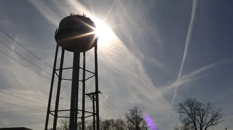 Water Tower with Flare Stock Footage 32280934