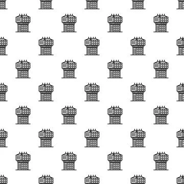 Water tower icons creating a repeating seamless pattern Stock Illustration