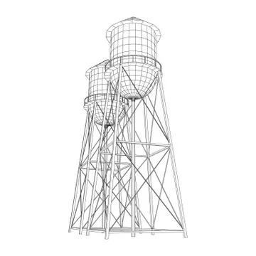 Water tower. Industrial construction vector 스톡 일러스트