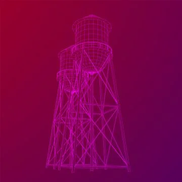 Water tower. Industrial construction vector Stock Illustration