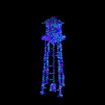 Water tower. Isolated on black background. Vector illustration. Stock Illustration