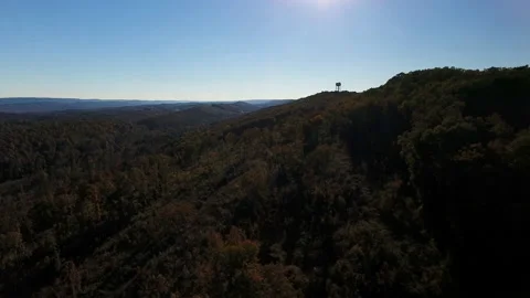 Water tower on mountainside drone Video stock 165995842