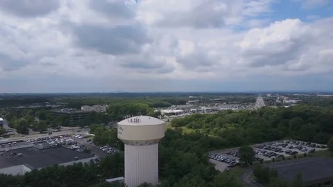 Water Tower  in MT Laurel, NJ Point of interest circle shot Stock Footage