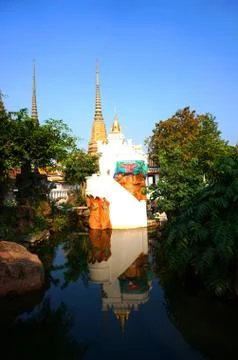 Water tower with reflection in wat pho temple Stock Photos