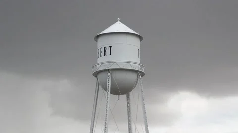 Water tower in small suburb Stock Footage 50058118