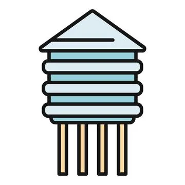 Water tower structure providing urban water storage icon Ilustración de archivo