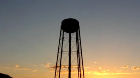 Water tower sunset Video stock 11289942