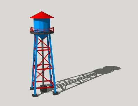 Water tower.Isolated on grey background.3D rendering illustration. 스톡 일러스트