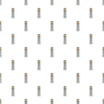 Water towers pattern on white background Illustrazione stock