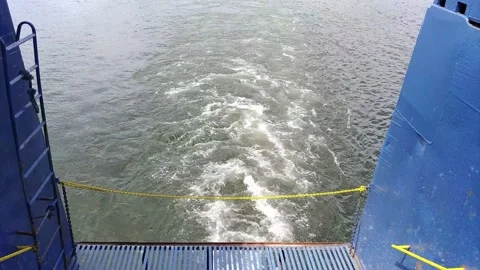 Water trace behind ship Stock Footage 138595058