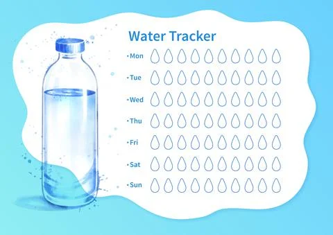 Water tracker with bottle of water Stock Illustration