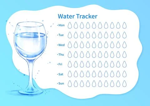 Water tracker with goblet with water Stock Illustration