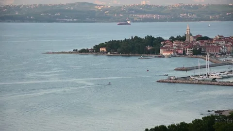 Water traffic in small bay Stock Footage 219571074
