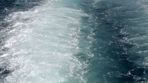 Water trail foaming behind a ferry boat in Adriatic Sea, Croatia Stock Footage 41471661