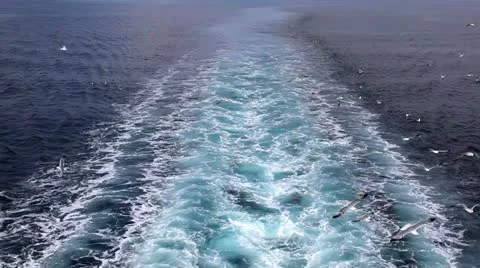 Water trail in the sea Stock Footage 24662979