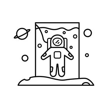 Water training, simulation of cosmonaut in space icon. Simple line, outline Stock Illustration